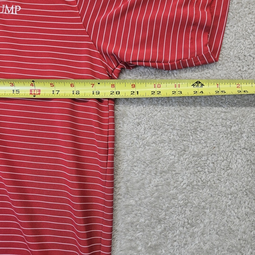 Trump Golf Polo Shirt Greg Norman Red White Striped Men's Small Play Dry - Picture 10 of 13